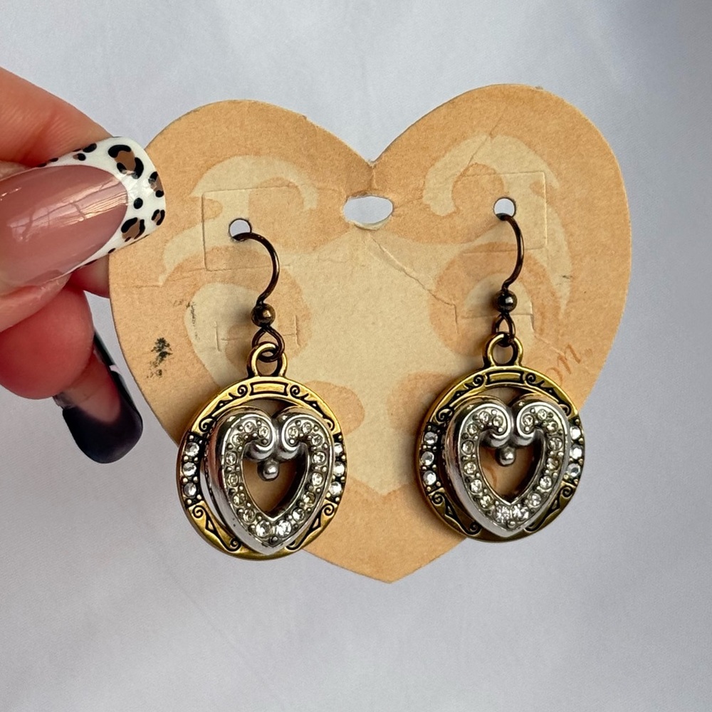RETIRED Brighton “Studio” Gold and Silver Heart Earrings